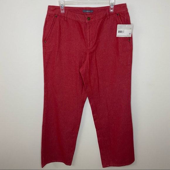 NWT Liz Claiborne Red Capri Cotton Jeans Women’s Size 14 - Picture 2 of 14